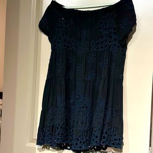Johnny Was black dress with blue stitching